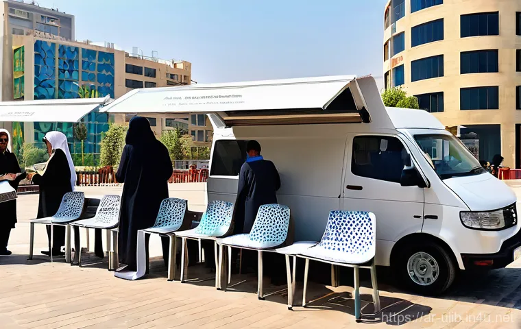 이동식 도서관 운영법 - **"Joyful Village Mobile Library"**: A brightly lit, vibrant scene of a colorful mobile library bus,...